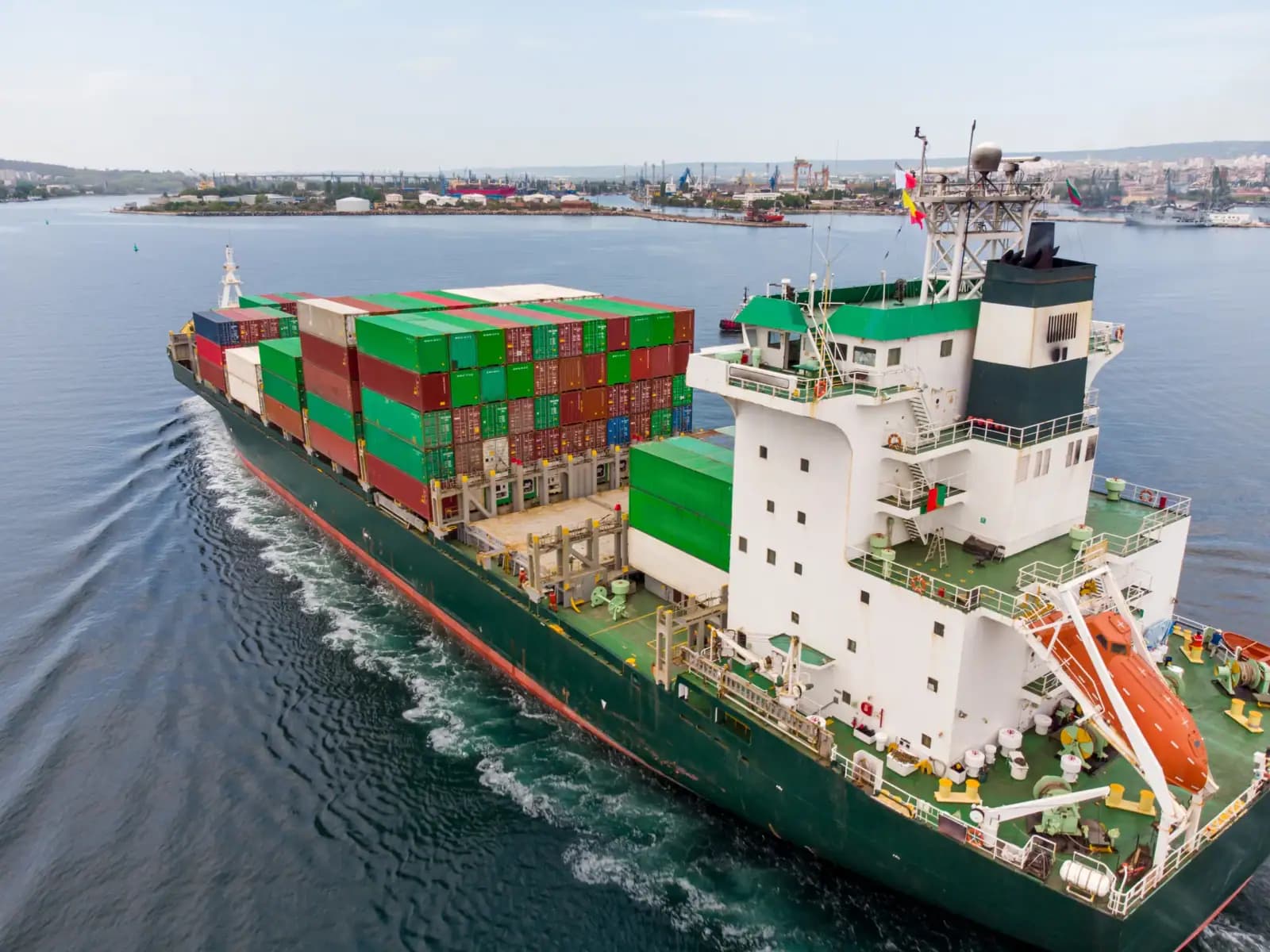 Container ship at sea